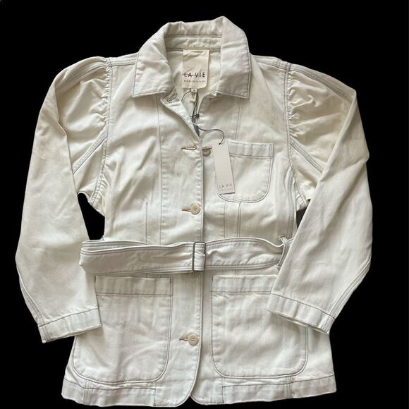 REBECCA TAYLOR LA VIE DENIM BELTED JACKET SIZE M - Picture 6 of 10